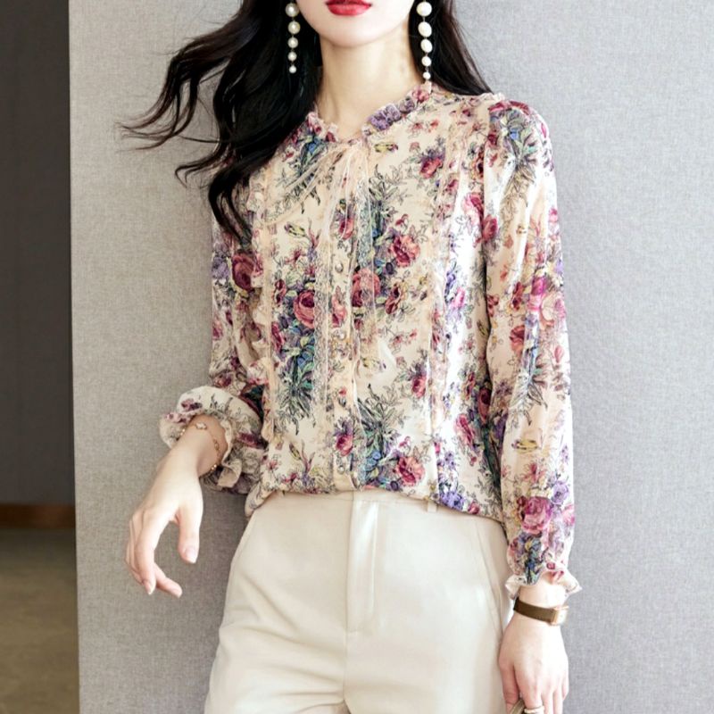 Pakaian Baju blus kemeja blouse lengan panjang motif mewah elegan simpel pesta kerja kantor kondanga