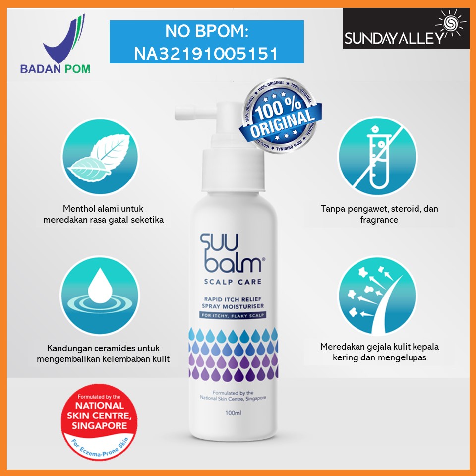 ORIGINAL Suu Balm Scalp Care 100ml Rapid Itch Relief Spray Moisturizer for Itchy Flaky Scalp