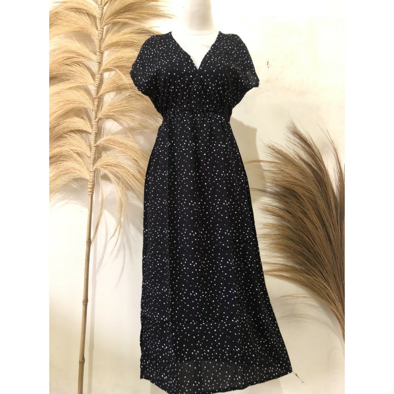 Dress Manohara Bali Panjang Mawar-Spot Hitam