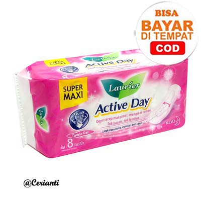 PEMBALUT WANITA SIANG LAURIER ACTIVE DAY SUPER MAXI 8S