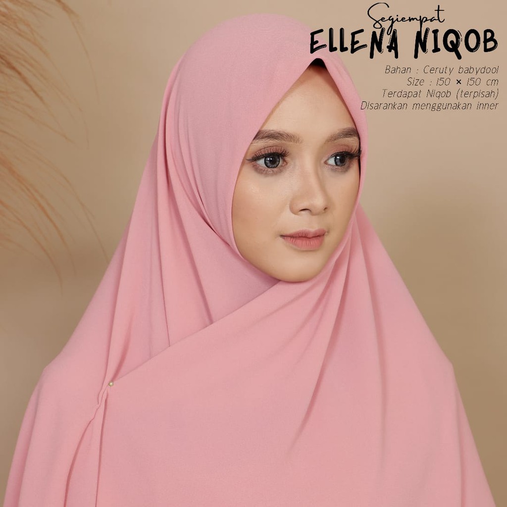 TERMURAH!!! (BISA COD) HIJAB SEGIEMPAT JUMBO - ELLENA NIQOB - BAHAN CERUTY BABYDOOL - BEST SELLER!!!