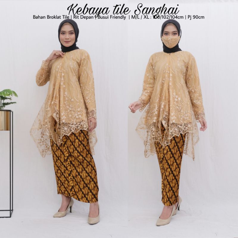 Naira Batik -Kebaya Tille Modern Model Sanghai Size M,L,Xl