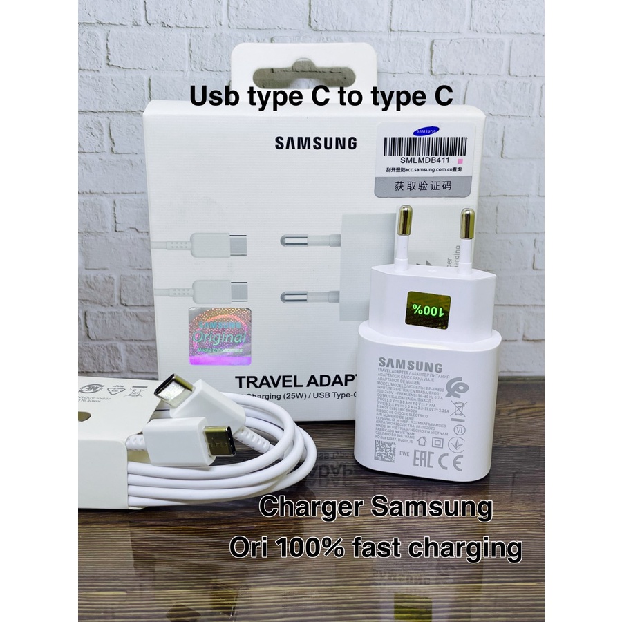 Charger Samsung A52 A32 25w Ori 100% Fast Charging Type C to C