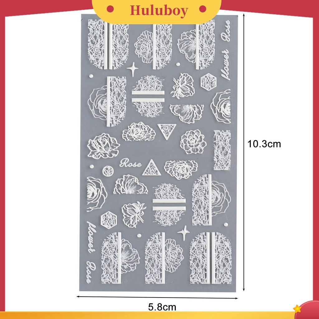 Huluboy Huluboy♡ Stiker Kuku Motif Lace Bunga Ultra Tipis Untuk Nail Art