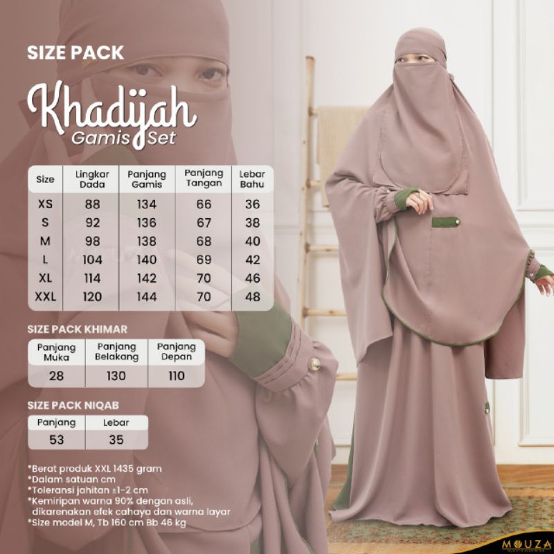 KHADIJAH SYAR'I SET BY MOUZA / LENGKAP GAMIS+KHIMAR+NIQAB