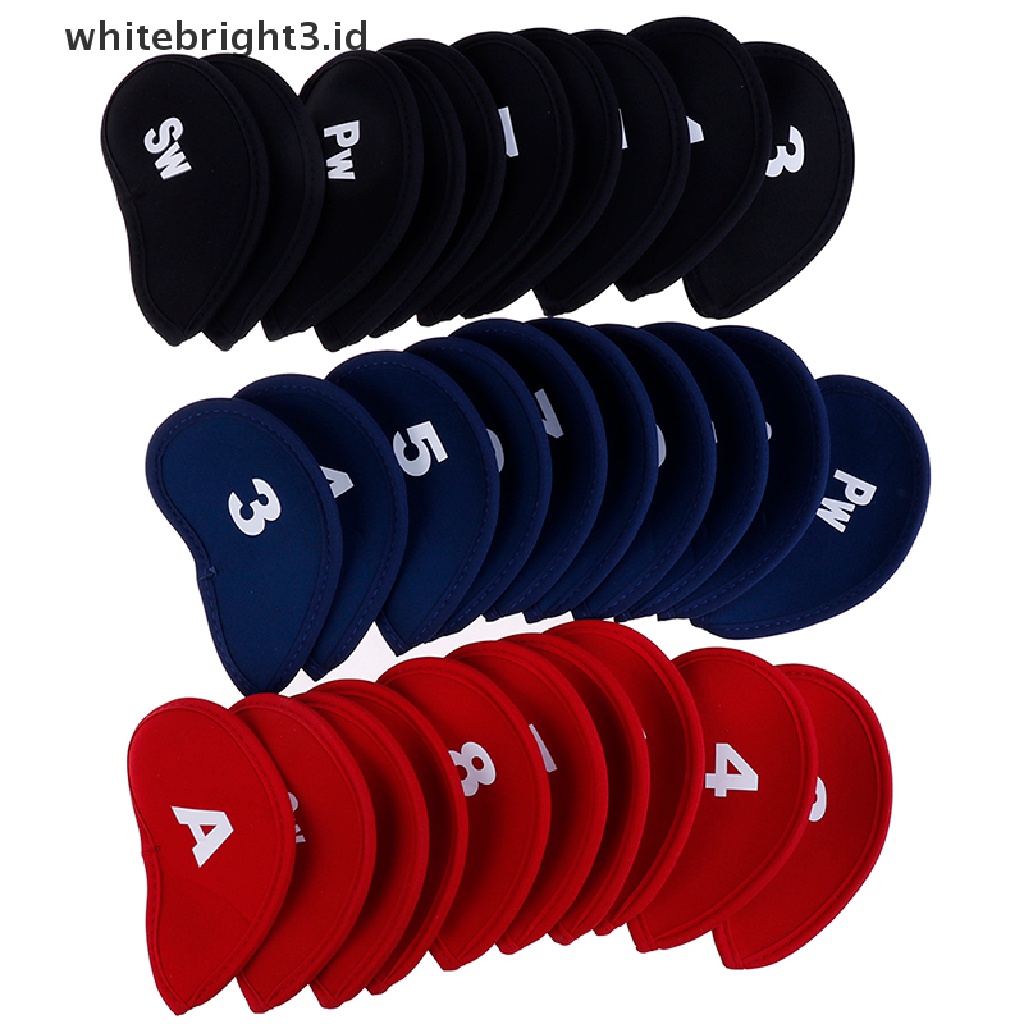 (whitebright3.id) 10pcs Cover Pelindung Kepala Tongkat Golf Bahan Neoprene