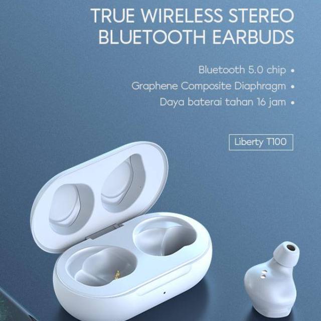 Vivan liberty t100 tws bluetooth earbud earphone earbuds