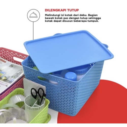 KERANJANG MASPION STORAGE TRISSA BASKET + TUTUP SIZE L