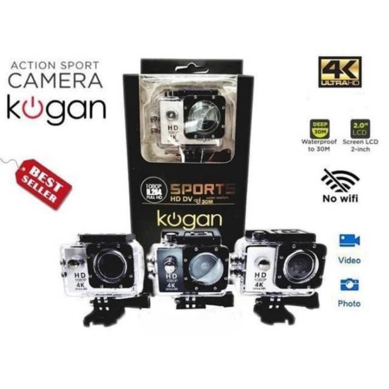 COD-kamera kogan Sports Cam Full HD DV 1080P Waterproof Action Camera / Kogan