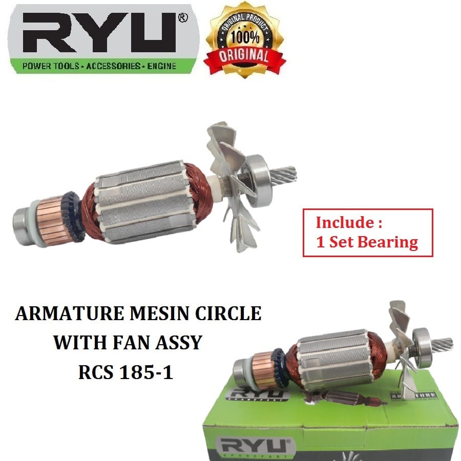 paket hemat 2 ITEM Armature / Angker Circular Saw plus Stator Untuk Mesin Circular Saw Ryu RCS 185-1 Original