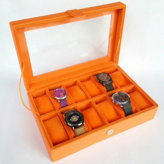 Box Jam Tangan Kotak Jam Tangan Isi 12 Warna Orange