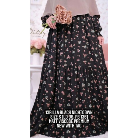 PRELOVED CIRILLA BLACK NIGHTGOWN SIZE M DITSY