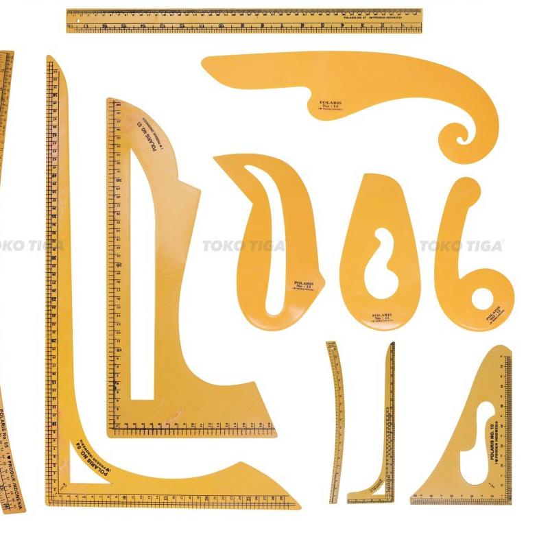 

Penggaris Pola Set / Pattern Ruler POLARIS Isi 9 Set 12 Pcs (PSC-01)