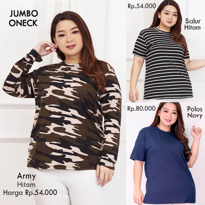 Blouse Polos Jumbo ONeck Baju Atasan Wanita Aneka Warna - Polos 2XL Hitam