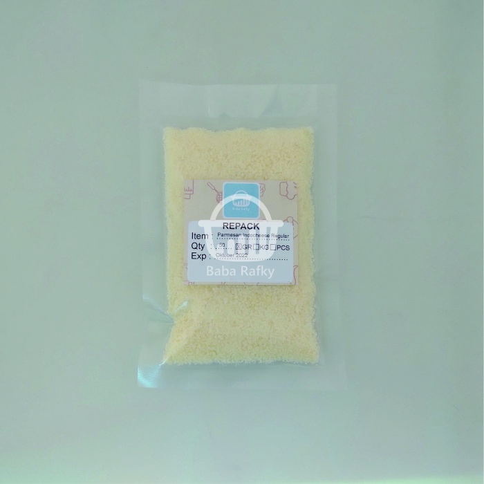 

Keju Parmesan Indocheese Regular 50 gram - Keju Halal - Keju Bersertifikat BPOM - Repack 50 gram - Keju Bubuk - Grated Parmesan Cheese - Keju Parmesan Parut - Keju Lokal