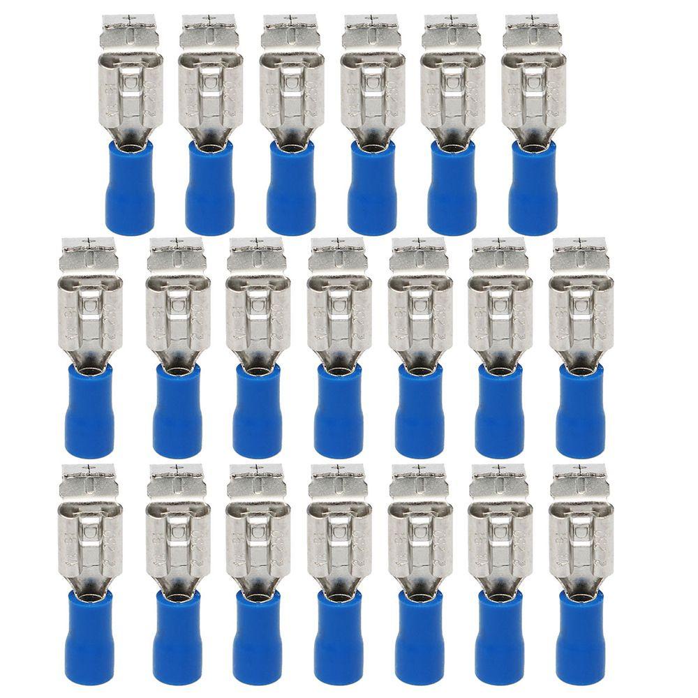 QUINTON Terminal 50pcs 6.3mm Sekop Crimp Insulated Pria Wanita
