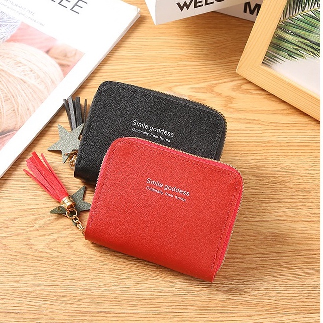 ASIN829 Dompet Wanita Dompet Koin Mode Ritsleting Pendek D03 Dompet Kartu Multi-fungsi Mengimpor Dompet Kecil