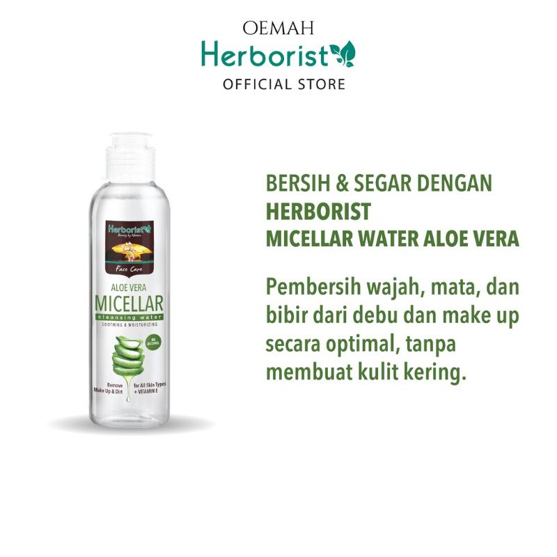 `ღ´ PHINKL `ღ´ Herborist micellar Aloe Vera bahan alami dari lidah buaya pembersih wajah sekali usap untuk angkat bedak foundation