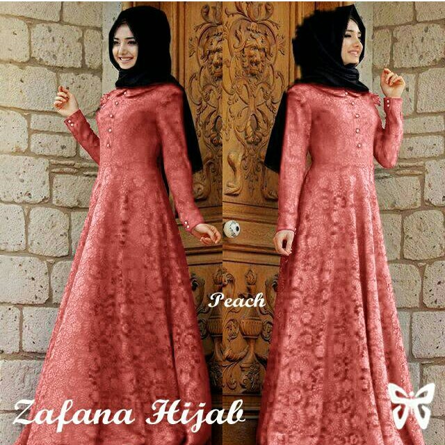 HOPYLOVY Gamis Wanita Brukat | Maxi Dress Brukat | Fashion Muslim | Brokat Dress