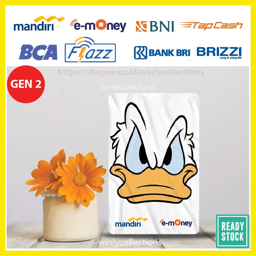 KARTU EMONEY DONAL BEBEK DONALD DUCK MARAH FLAZZ BCA GEN 2 MANDIRI TAPCASH BNI BRI BRIZZI - 1 SISI