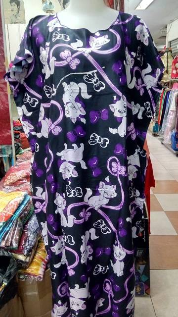 MOTIF TERBARU Dress Midi Jumbo Dasar Hitam Corak Random