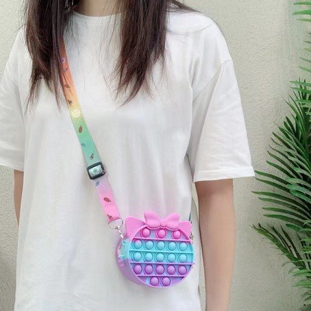 TAS POP IT SELEMPANG KITTY BULAT DAN MICKEY BULAT WARNA WARNI [SWEETSPACE]