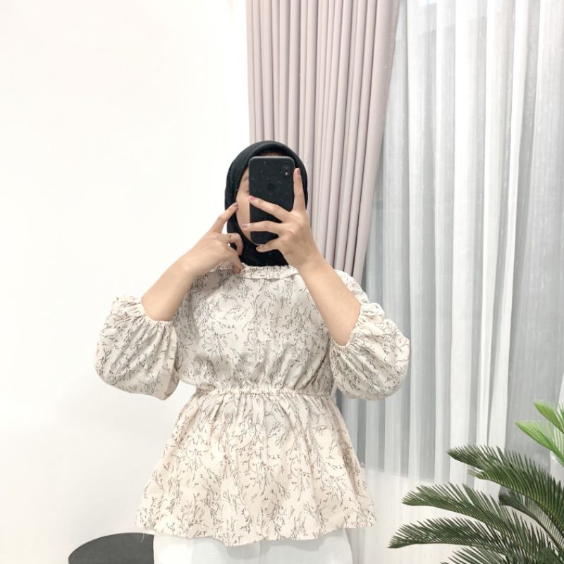 grosir_solo || OLLA BLOUSE KOREAN STYLE / FLOWY BLOUSE / FLORA BLOUSE MOTIF BUNGA / BLOUSE KERUT