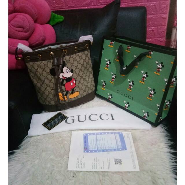 Tas gucci mickey serut besar kofee