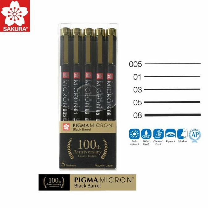 

(PERALATAN MENGGAMBAR) SAKURA PIGMA MICRON BLACK BARREL LIMITED EDITION SET 5 DRAWING PEN TERBARU