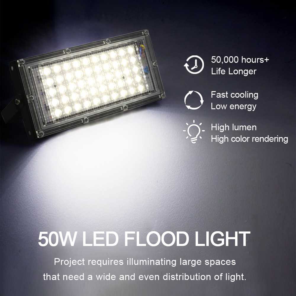 Lampu Sorot Tembak Taman LED 50 Watt Super Terang - Lampu Outdoor Waterproof 4500 Lumens Cool White