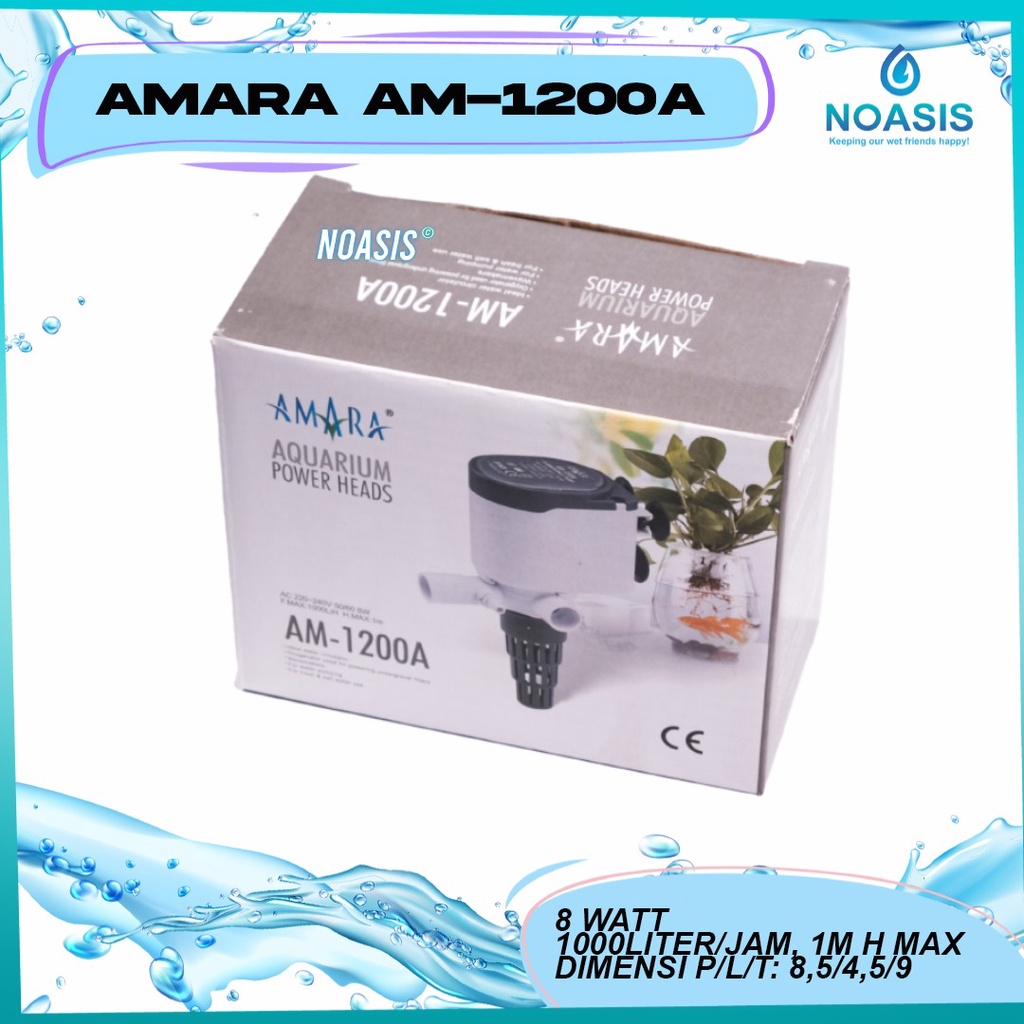 NOASIS POWER HEAD AQUARIUM AMARA AM 1200 A  AM - 1200 A POMPA AIR CELUP WATT RENDAH LOW WATT