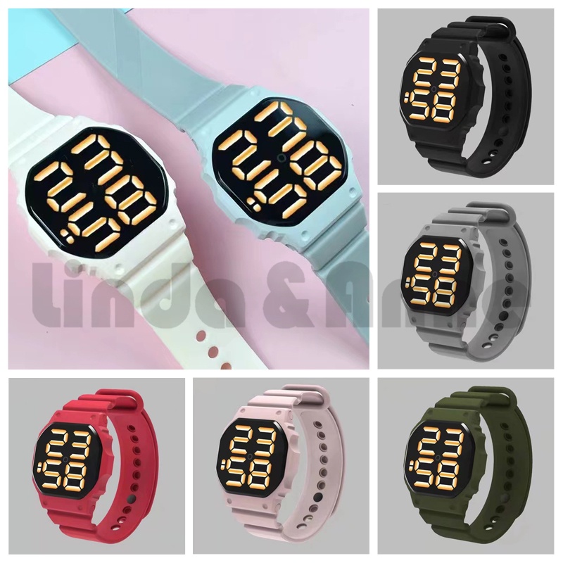 COD✅ Jam Tangan Digital Wanita Pria LED Rubber Watch Fashion Jam Electronic Import