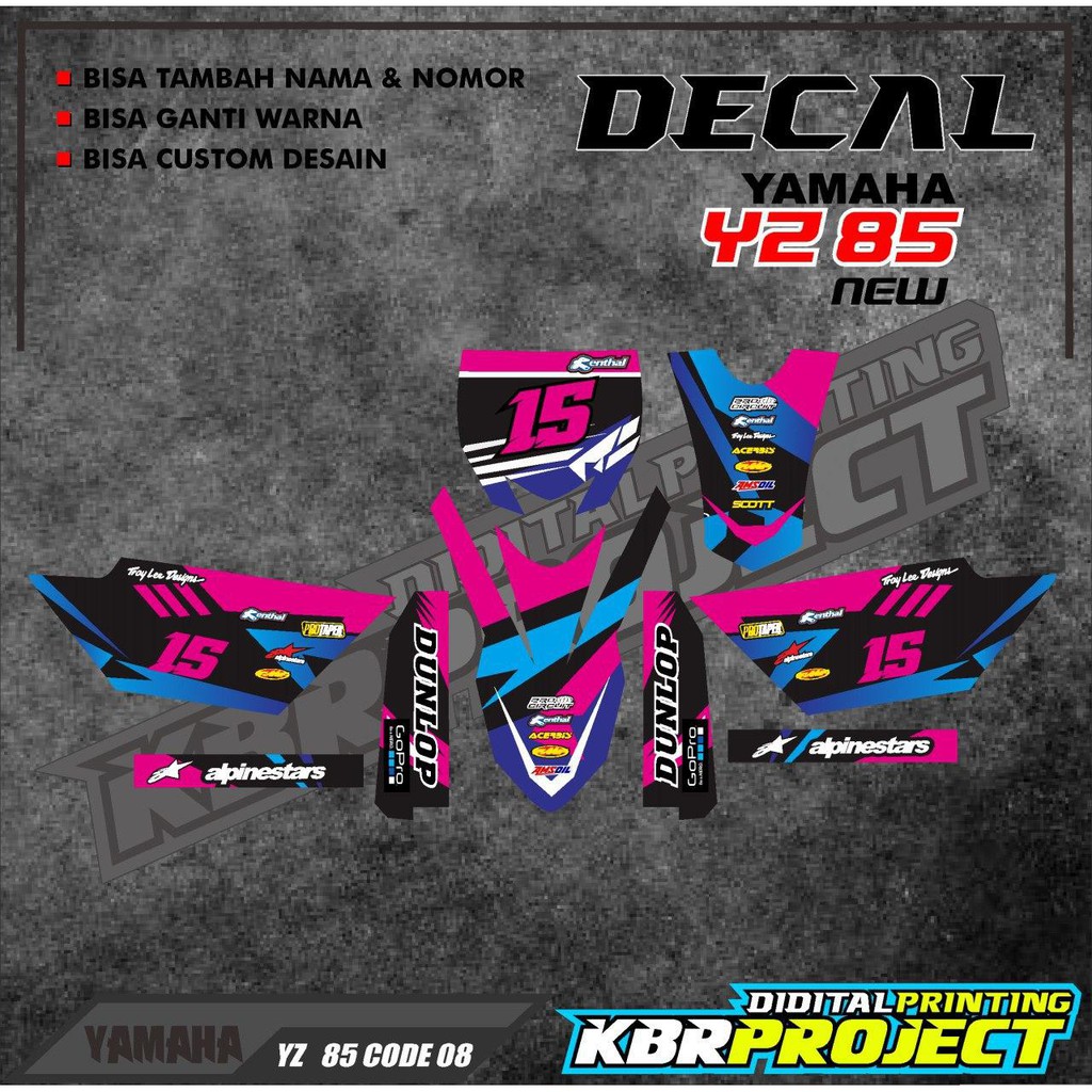 Decal Yz 85 New Kode 08 Stiker Variasi Full Body List Motor Trail Yz 85 New Bebek Bisa Custom Bebas