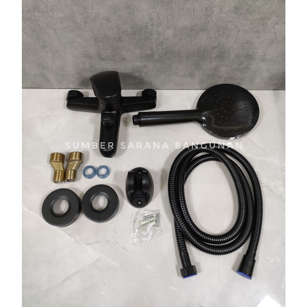 Kran Panas Dingin Stainless Hitam / Keran Mixer Shower Set 9009