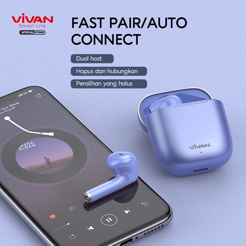 VIVAN T220 Earphone Wireless TWS Headset Bluetooth 5.1 Liberty Garansi Resmi 1 Tahun