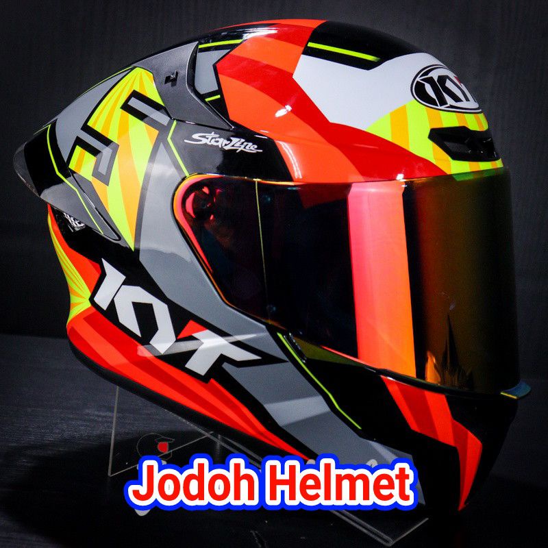KYT HELM TT COURSE JAUME MASIA REPLIKA+VISOR IRIDIUM+SPOILER PAKET GANTENG