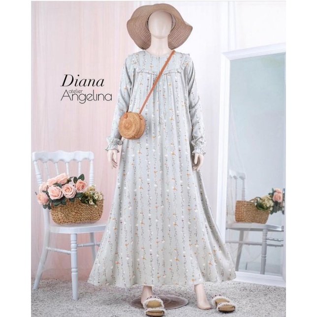 READY Diana Dress Shallflower Avocado Ori Atelier Angelina / Gamis Busui Bumil Longgar Paris Viscose