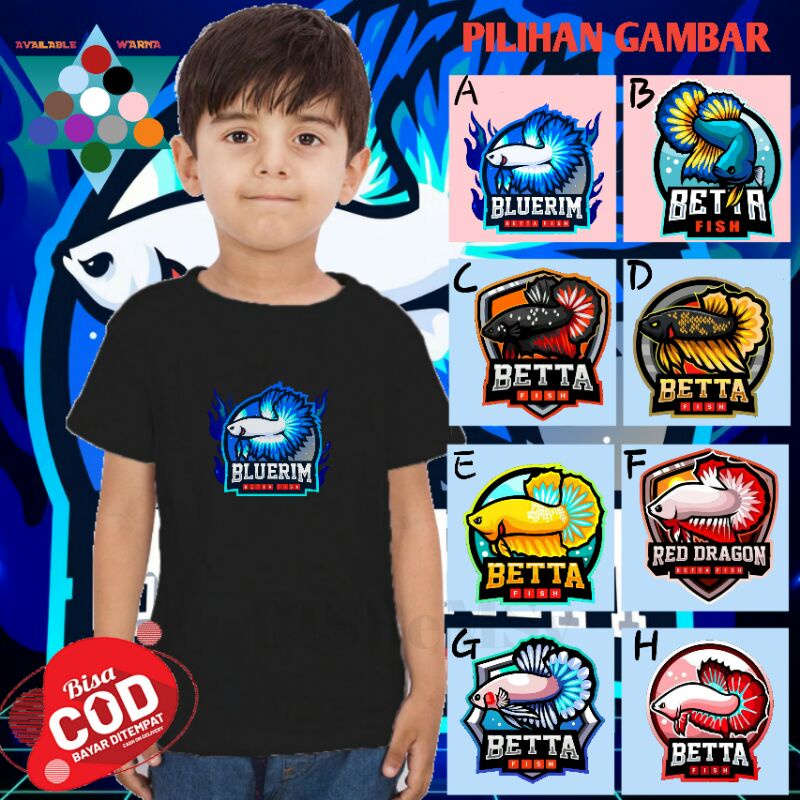 Baju kaos Anak Distro BETTA FISH/GAMBAR IKAN CUPANG AVATAR/Kaos Oblong Lengan Pendek Murah/Fashion a
