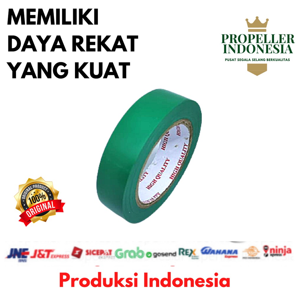 Isolasi Listrik Lakban Kabel Lisrik Hijau 18MM x 20Yard Tahan Api