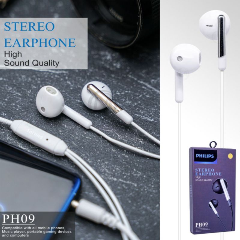 HEADSET PHILIPS PH09 SUPERBASS STEREO EARPHONE HF PHILIPS PH09 PREMIUM