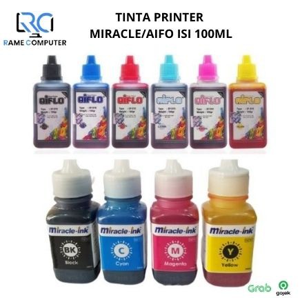 TINTA AIFLO / MIRACLE CANON / EPSON / BROTHER 100ML COLOR - WARNA MERAH KUNING BIRU