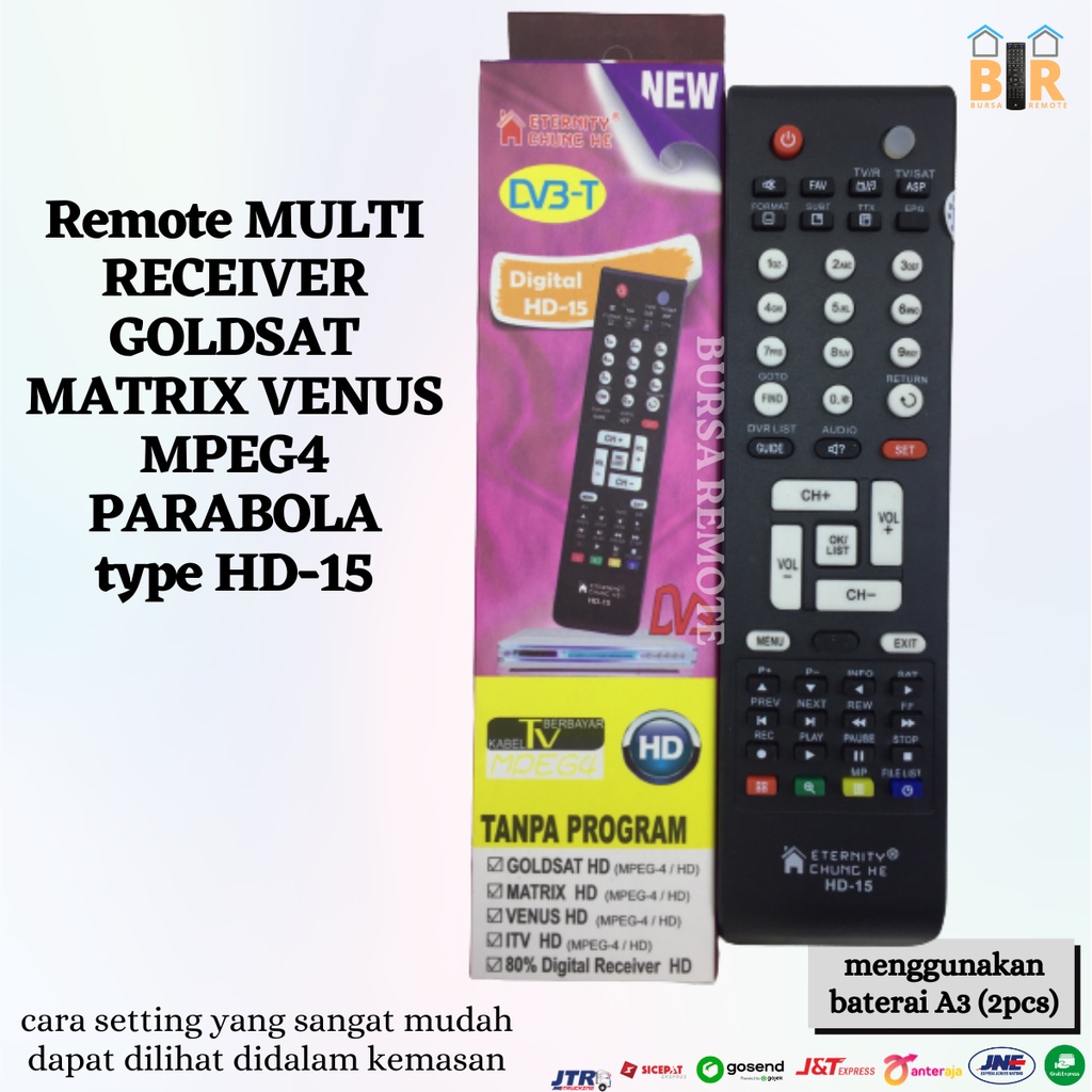 Remote Multifungsi Receiver / PARABOLA HD MP4 Multi Goldsat Matrix Venus Chung he type HD 12, 13 dan 15