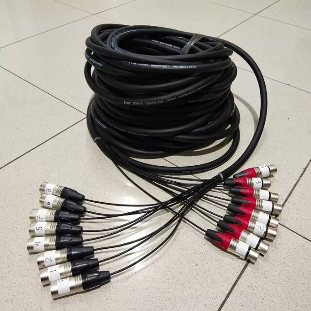 Snake Kabel isi 8 Komplit + Konektor Jack XLR Male-Female 25 Meter