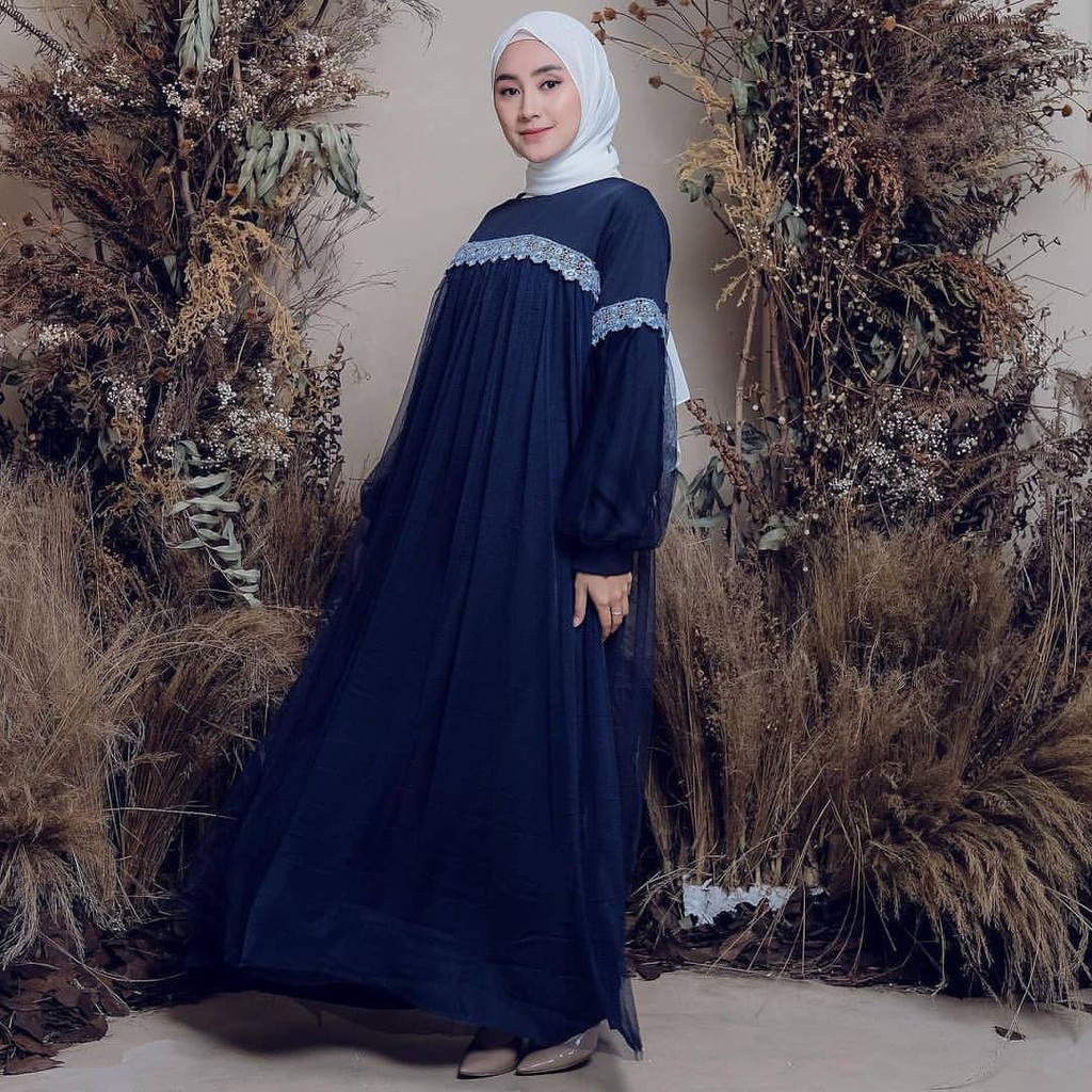 Khadj Hijab - Gamis Dress Pakaian Muslim Mix Renda Jasmine-1