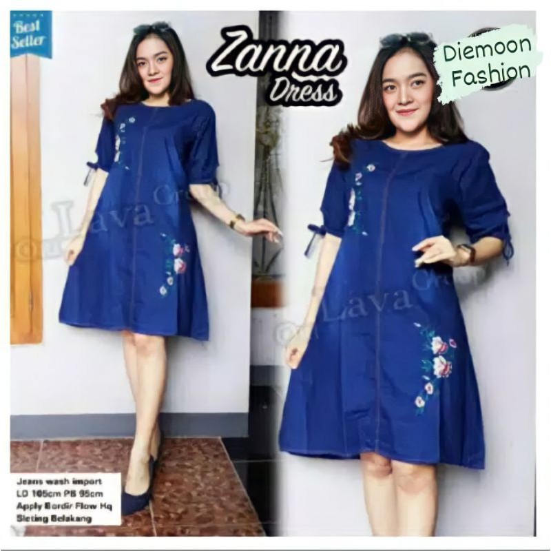 Zanna dress jeans wash aplikasi bordir