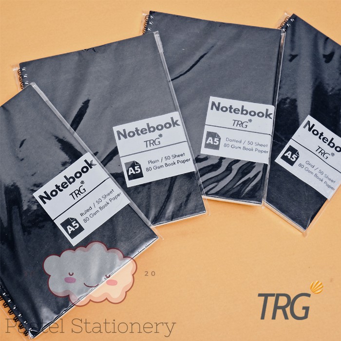 

Buku Notebook A5 TRG Black Kraft Cover Spiral Notebook - Charcoal Bookpaper Dotted Grid Plain Ruled