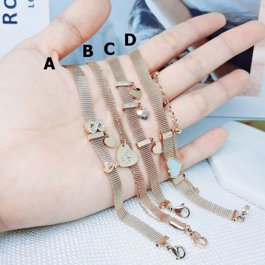 Gelang Layer Titanium Rantai Pipih Jaring Belt Rose Gold - BB558