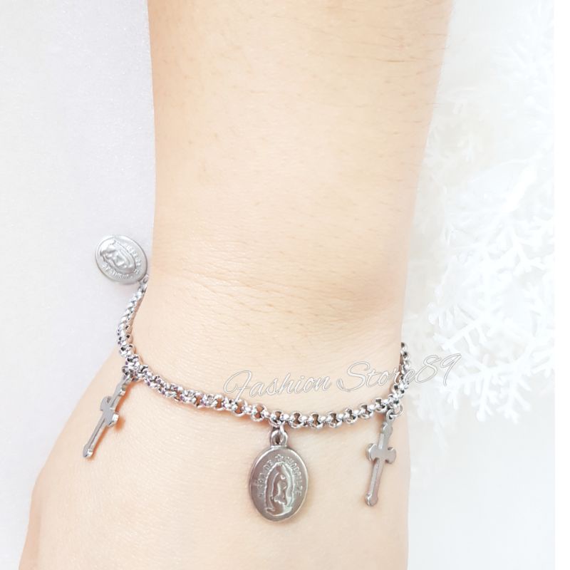 Gelang Jurai Fashion Rohani Bunda Maria Titanium Gold Import
