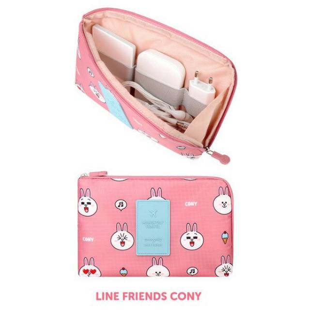 LINE FRIENDS Half Zip Around Cable Pouch by Monopoly