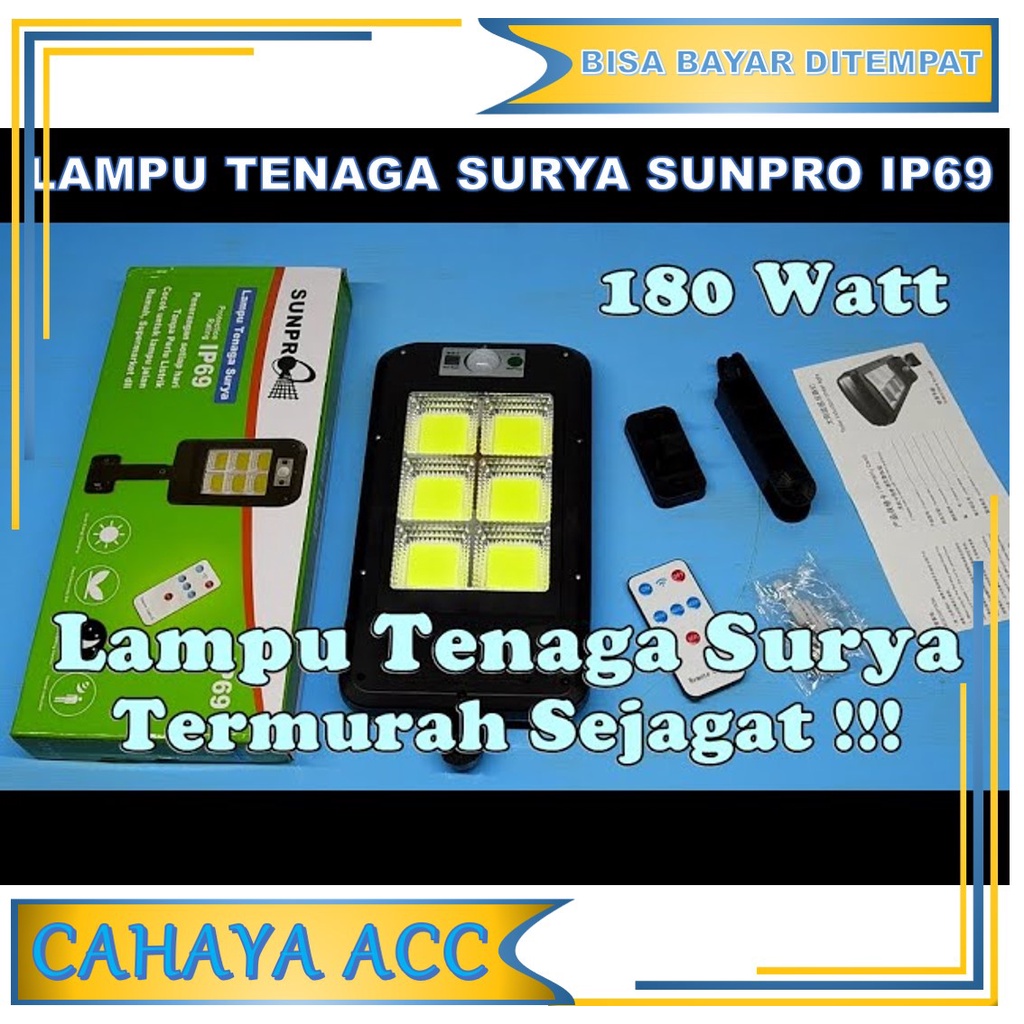 Lampu Tenaga Surya Outdoor Sunpro IP69 180 Watt - Lampu Jalan Pagar &amp; Taman Lampu LED